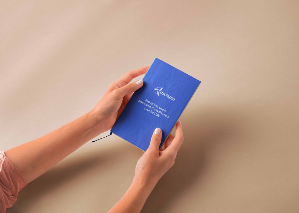 Mockup print du logo de asclepia conçu par Hops Agency
