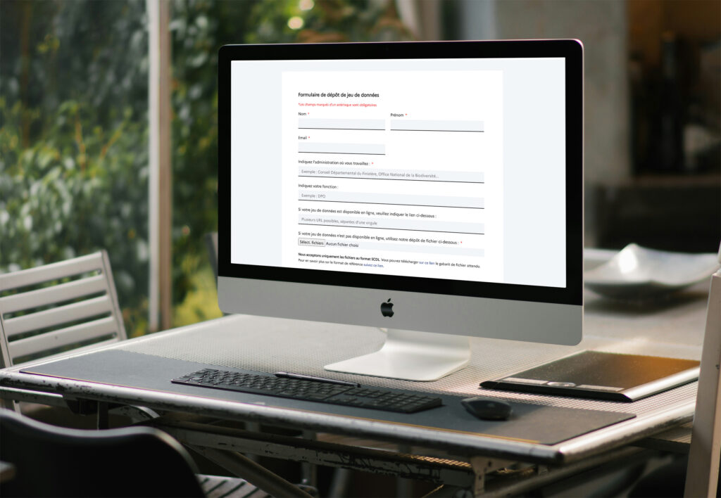 Mockup desktop du formulaire de contact sur le site Data.Subvention par Hops Agency