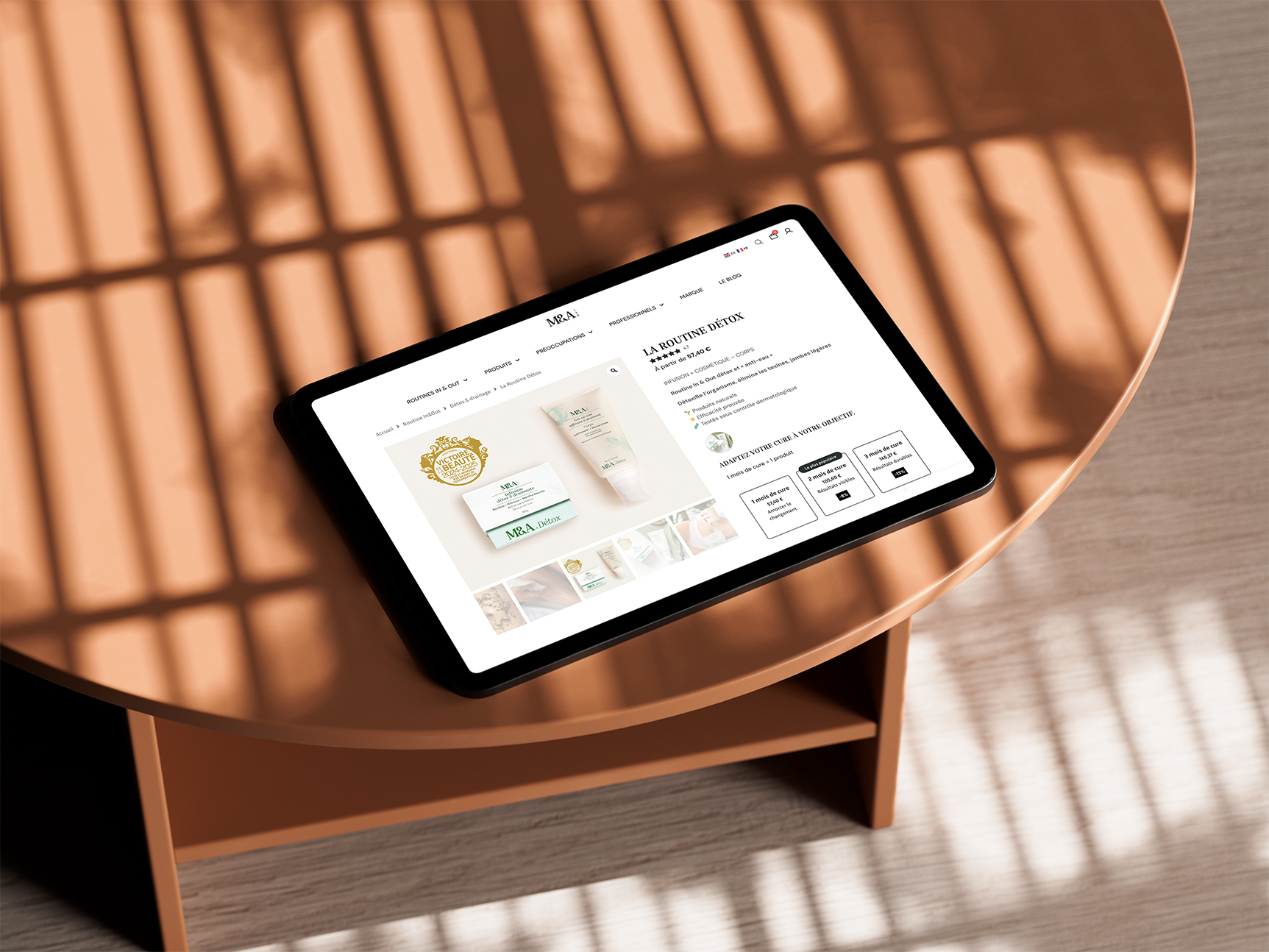 Mockup tablette du site e-commerce M&Alab conçu par Hops Agency