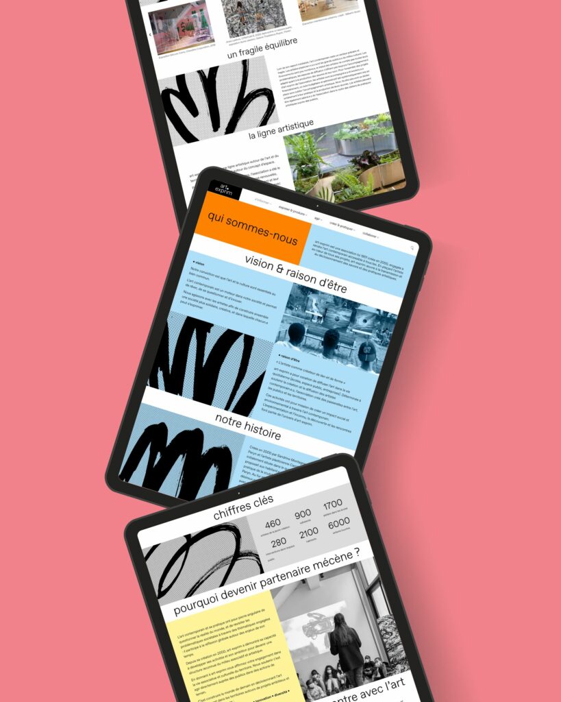 Mockup du site vitrine art-exprim sur tablette