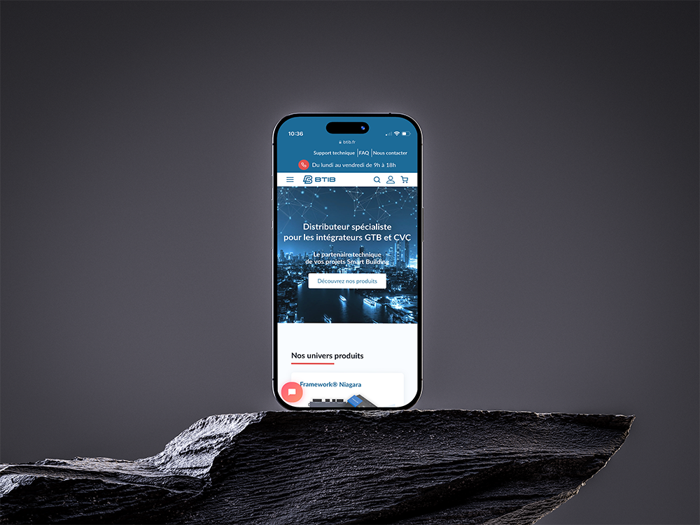 Aperçu mobile du site btib, page d'accueil