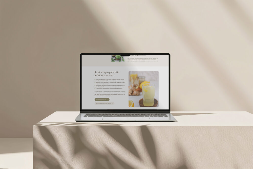 Maquette du site e-commerce Noémie Nutrition conçue par Hops Agency sur desktop